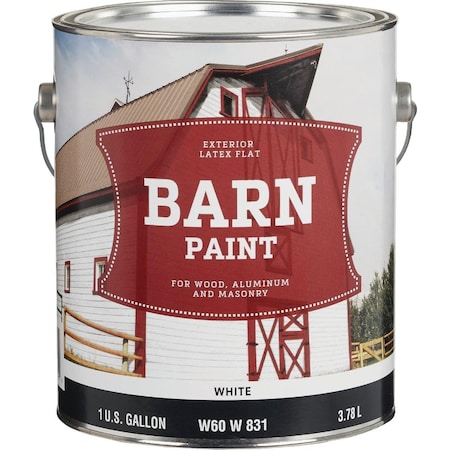 All-Source Latex Flat Exterior Barn Paint, White, 1 Gal. W60W00831-16